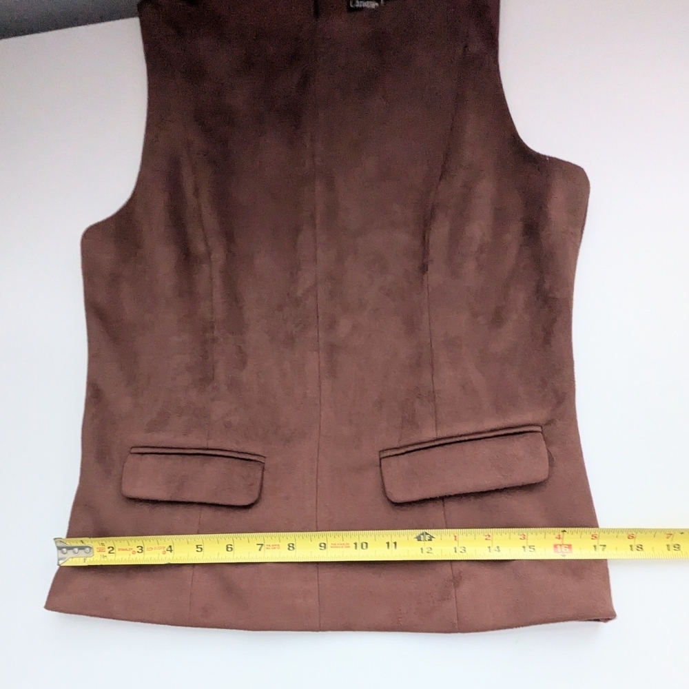 NWT Christian Lacroix Women's (Size 6) Brown Suede Zip-Back Sleeveless Top/Vest - Picture 8 of 12